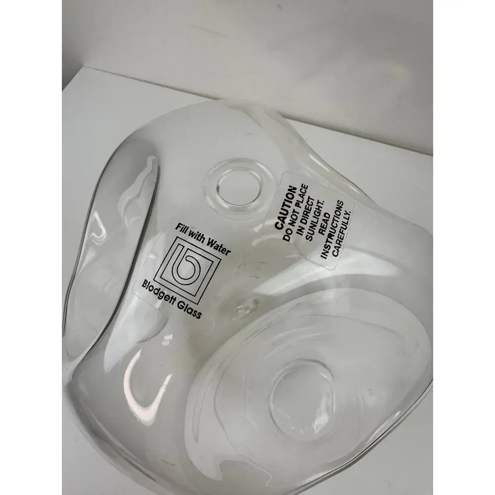 Vintage Blodgett Clear Orb 3-Tealight Candle Holder Bubble Glass Hand Blown